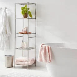 Tall Bath Storage Tower Brushed Nickel Metal - Brightroom™