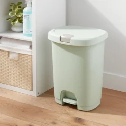7gal Step Trash Can With Locking Lid Green - Brightroom™