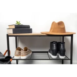 3 Tier Shoe Rack Black Metal With Natural Wood - Brightroom™ -Brightroom GUEST c78940d7 09ac 4528 9c99 1acfbc7d38b2